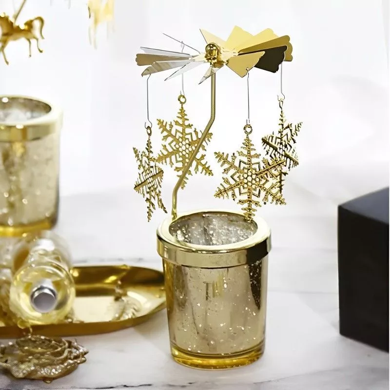 Suport lumanare decorativa Caruselul rotativ cu fulgi [5]