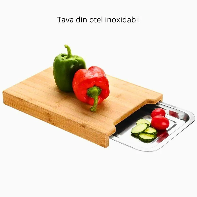 Tocator din bambus cu tava din otel inoxidabil [8]