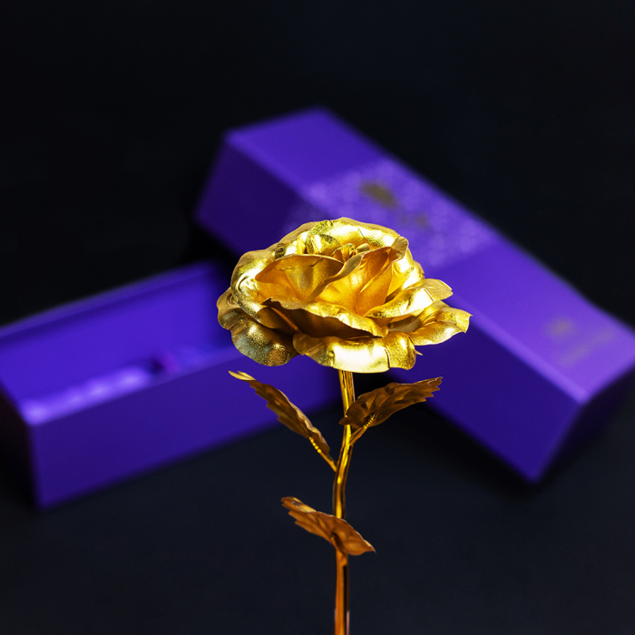 Trandafir placat cu aur 24K - model artificial [4]