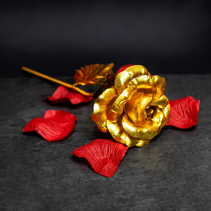 Trandafir placat cu aur 24K - model artificial [1]