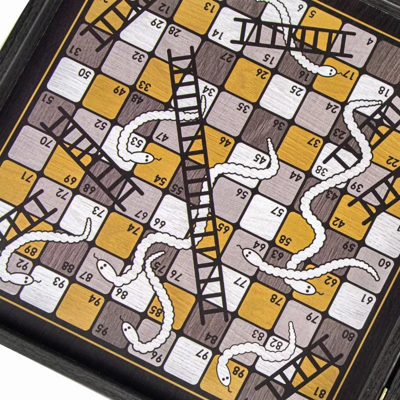 4 in 1 Joc de table joc de sah Ludo si Snakes Caseta 34x34cm Design Modern [4]