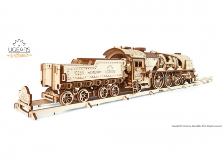 Puzzle 3D Tren V- Express cu abur din lemn Ugears [16]
