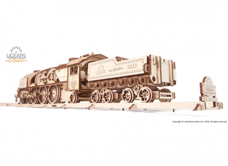 Puzzle 3D Tren V- Express cu abur din lemn Ugears [15]