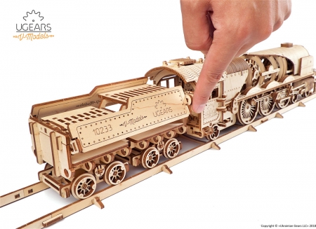 Puzzle 3D Tren V- Express cu abur din lemn Ugears [17]