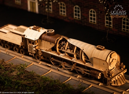 Puzzle 3D Tren V- Express cu abur din lemn Ugears [5]