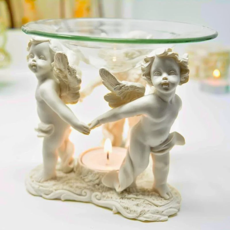 Arzator ulei divin cu ingerasi si suport sticla [0]