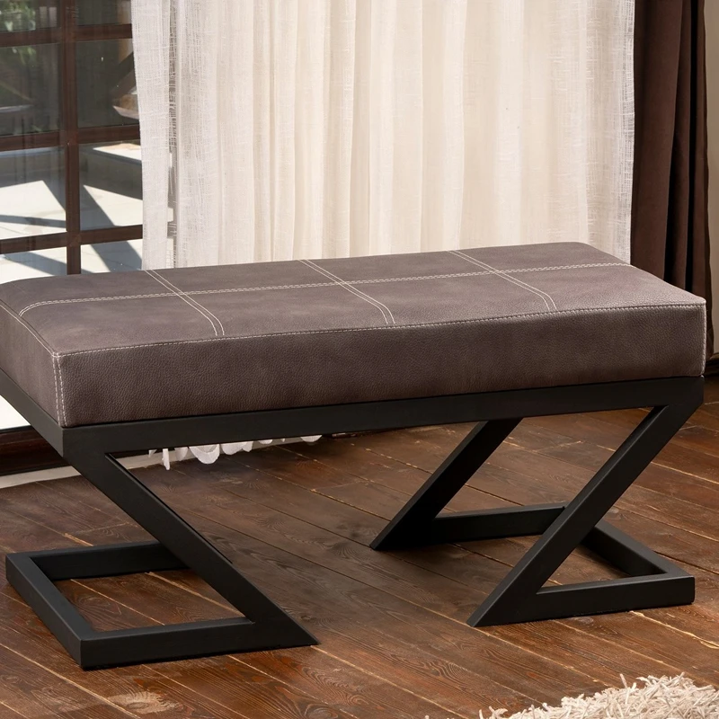 Bancheta Ago antracit, cadru metalic, tapiterie piele ecologica, design modern [0]