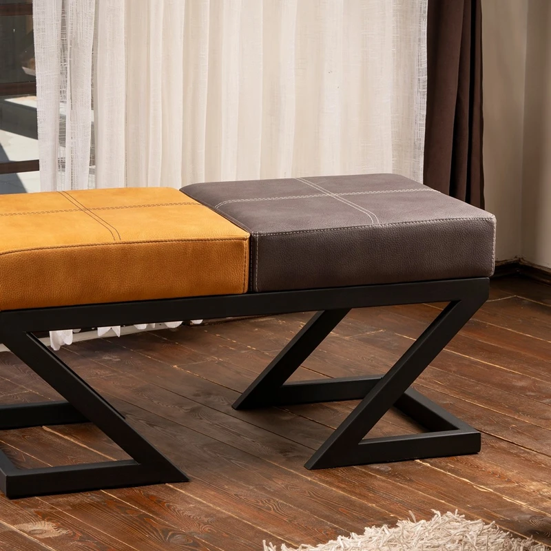 Bancheta Brda antracit-mustar, cadru metalic, tapiterie piele ecologica, design elegant [0]