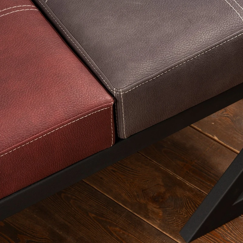 Bancheta Brda antracit-visiniu, cadru metalic, piele ecologica [2]