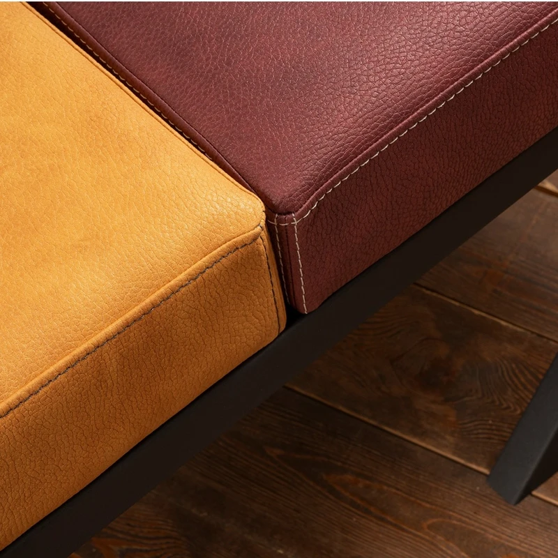 Bancheta Brda mustar-visiniu, structura metalica, piele ecologica [1]