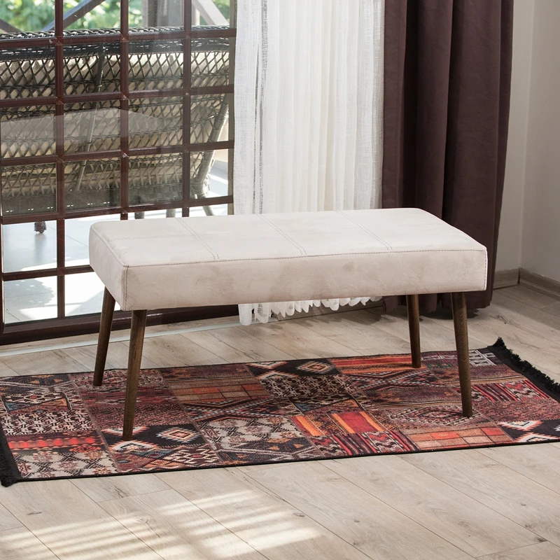 Bancheta Talu bej, cadru din lemn, tapiterie catifelata, design elegant [0]