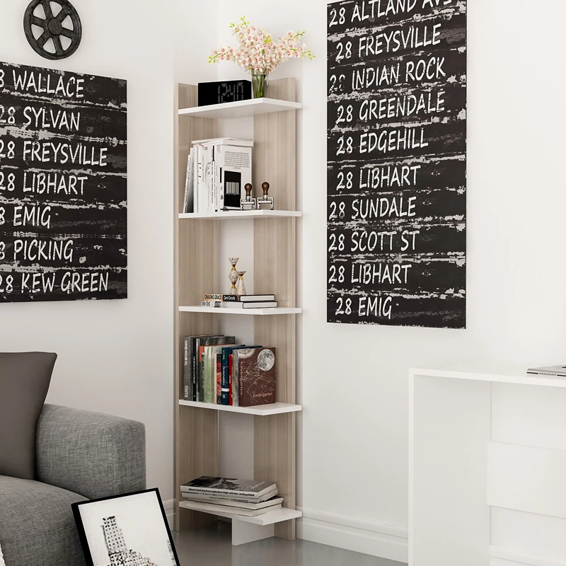 Biblioteca stejar cu spatii de depozitare, 45x170 cm [0]