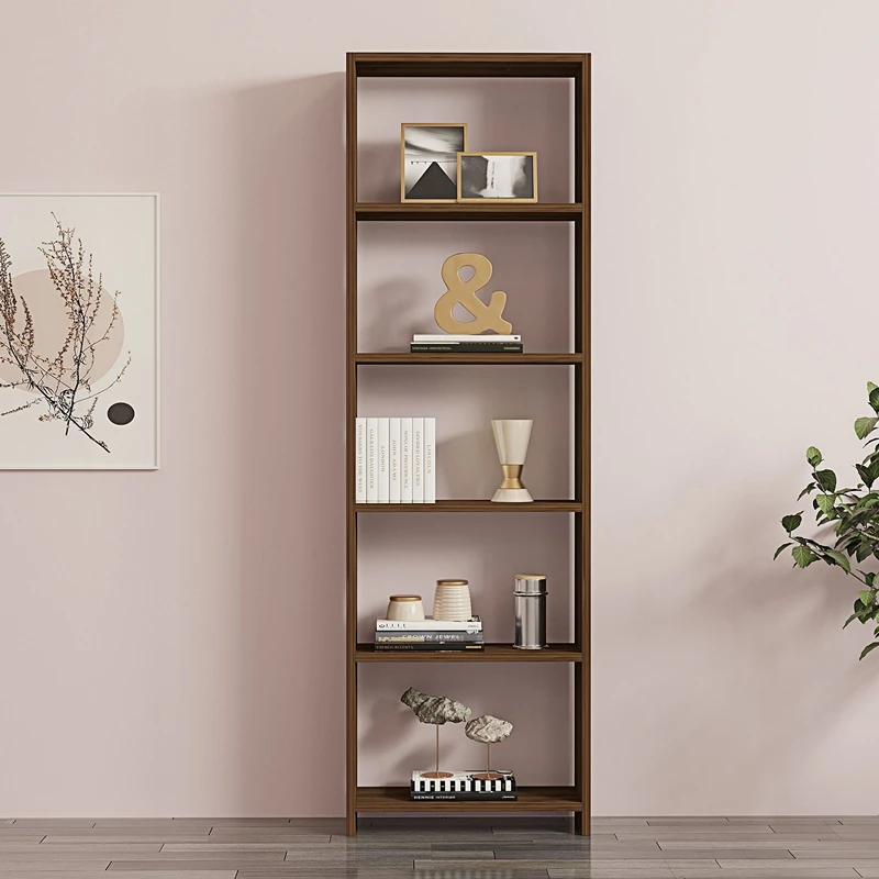 Biblioteca New, design elegant, finisaj nuc, spatii de depozitare, 160 cm [0]