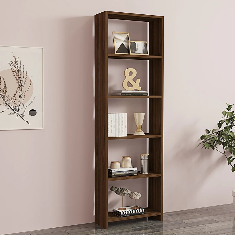 Biblioteca New, design elegant, finisaj nuc, spatii de depozitare, 160 cm [1]