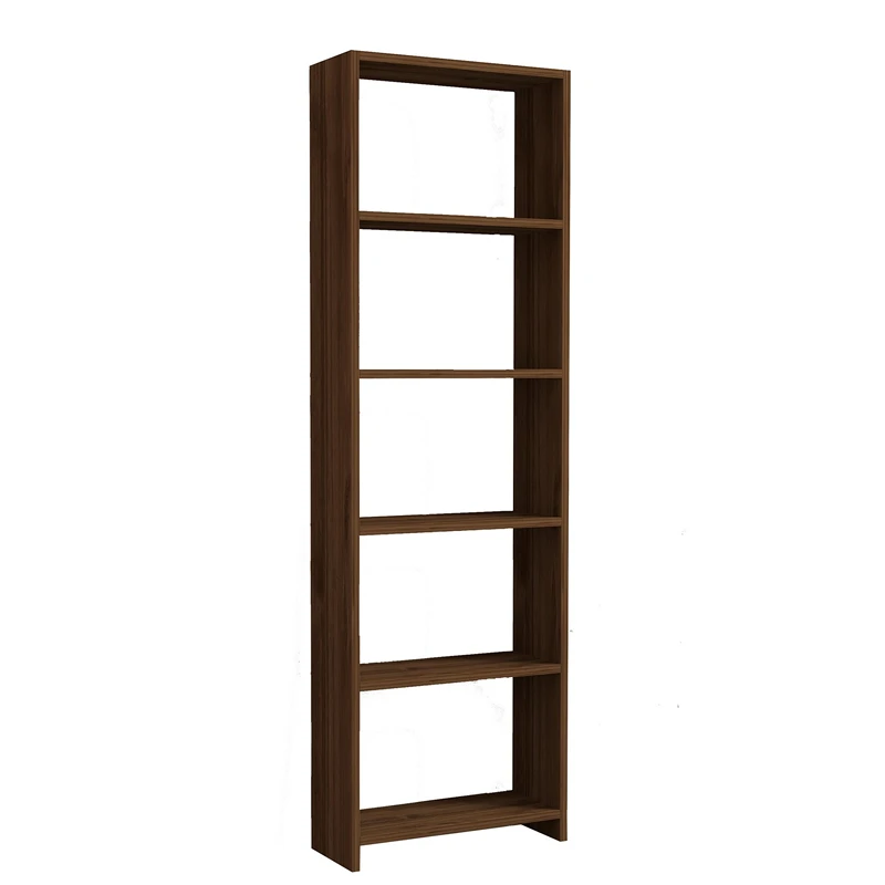 Biblioteca New, design elegant, finisaj nuc, spatii de depozitare, 160 cm [4]