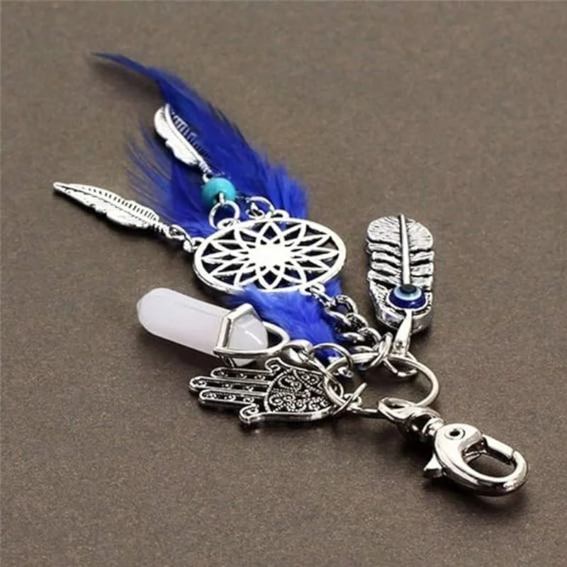 Cadouri Paste - Breloc dreamcatcher cu pene albastre