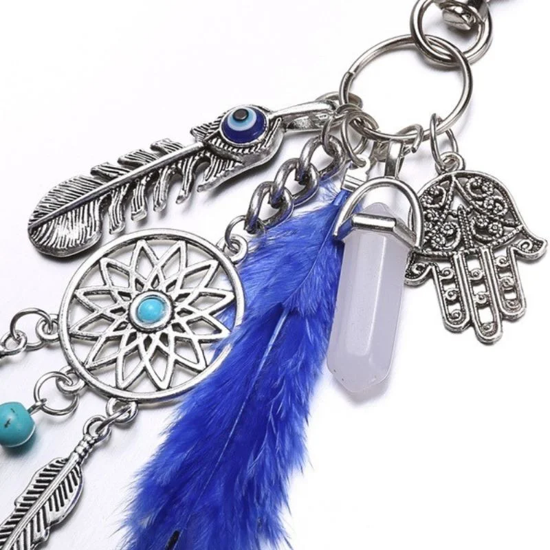 Breloc dreamcatcher cu pene albastre [4]