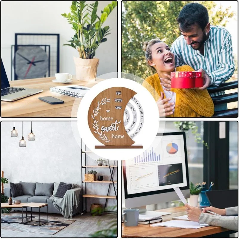 Calendar rotativ din lemn Home Sweet Home [6]