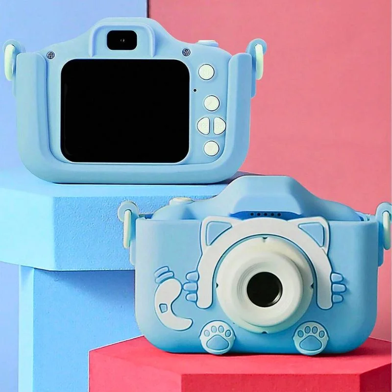 Cadouri Fete - Camera foto pentru copii Smart Fun Albastru, 96 MP, Ecran 2.0 inch, 64 GB SD, 1080P HD