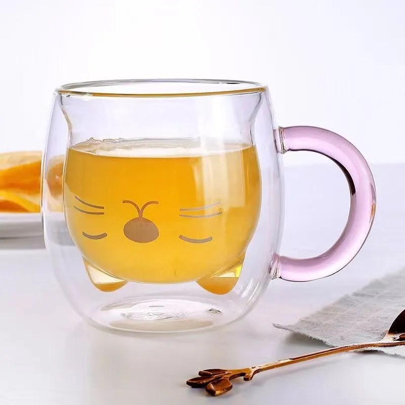 Pentru Copilul din tine - Cana cu Pereti Dubli Pink Cat