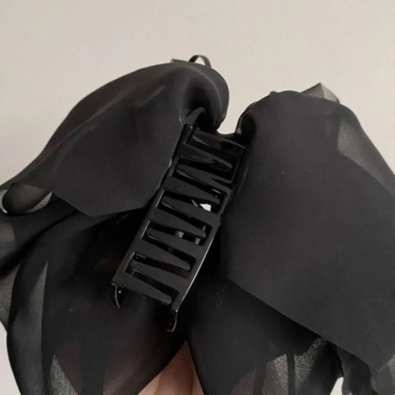 Clama de Par Eleganta cu Funda Voluminoasa Neagra [3]