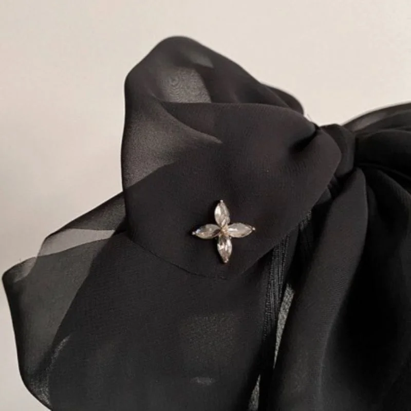 Clama de Par Eleganta cu Funda Voluminoasa Neagra [6]