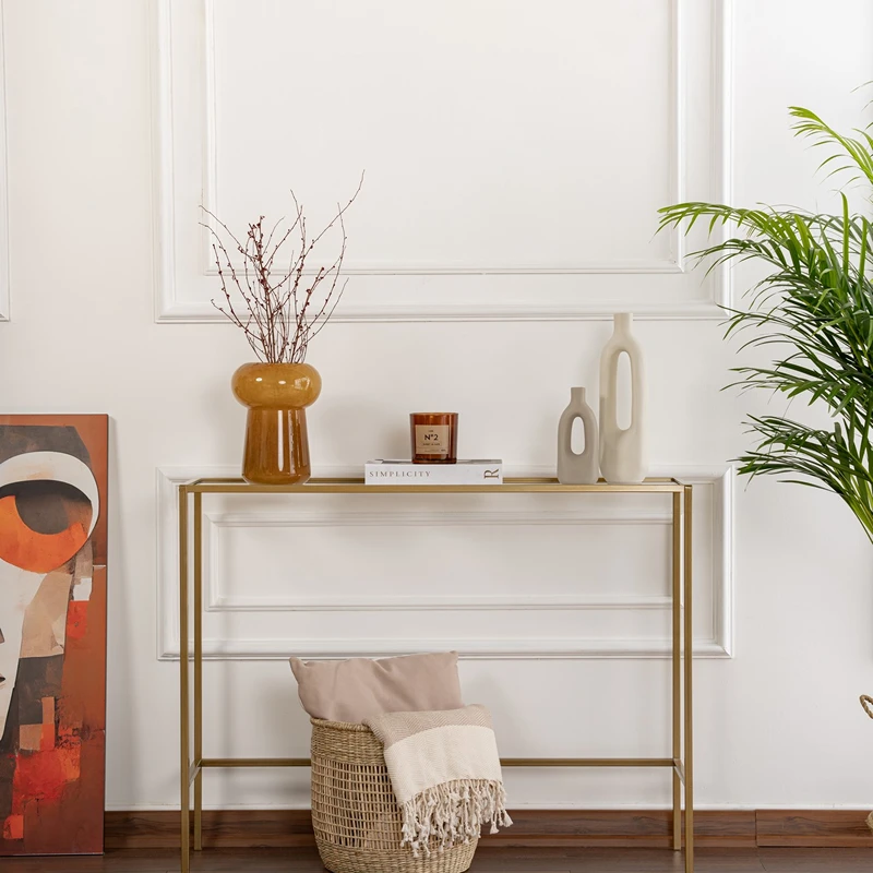 Comoda Canvas aurie, design modern, blat din sticla securizata [6]