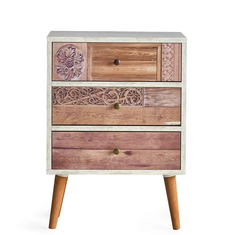 Comoda Liza Alba Nuc, cu sertare din lemn si picioare inalte [2]