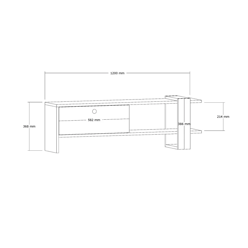 Comoda TV Ova, stejar si antracit, design modern, rafturi multiple, 120 cm [4]