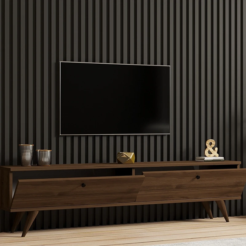 Comoda TV Paris, stil modern, finisaj nuc, spatii multiple de depozitare, 160 cm [1]