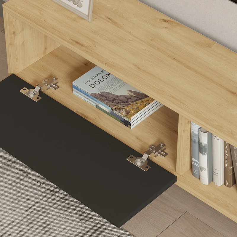 Comoda TV Yonca, stejar antracit, design modern, spatii depozitare, 120 cm [2]