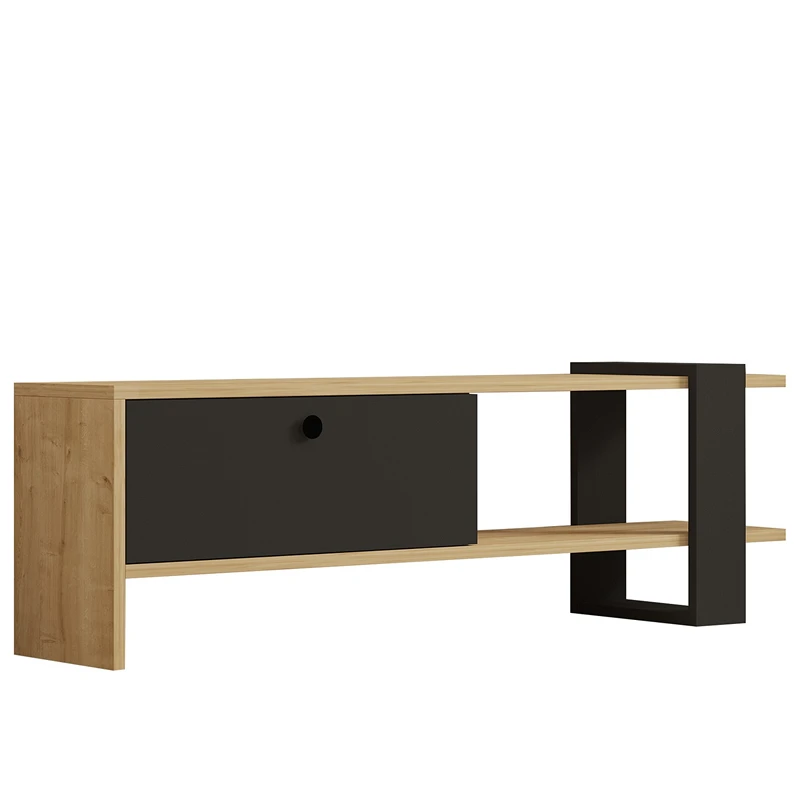 Comoda TV Yonca, stejar antracit, design modern, spatii depozitare, 120 cm [4]