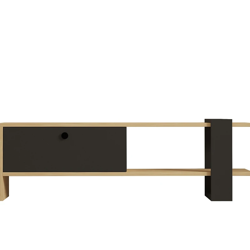 Comoda TV Yonca, stejar antracit, design modern, spatii depozitare, 120 cm [3]