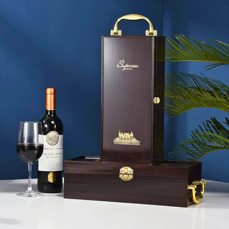 Cutie de vin Wood Deluxe pentru 1 sticla cu accesorii de vin incluse Royale [1]