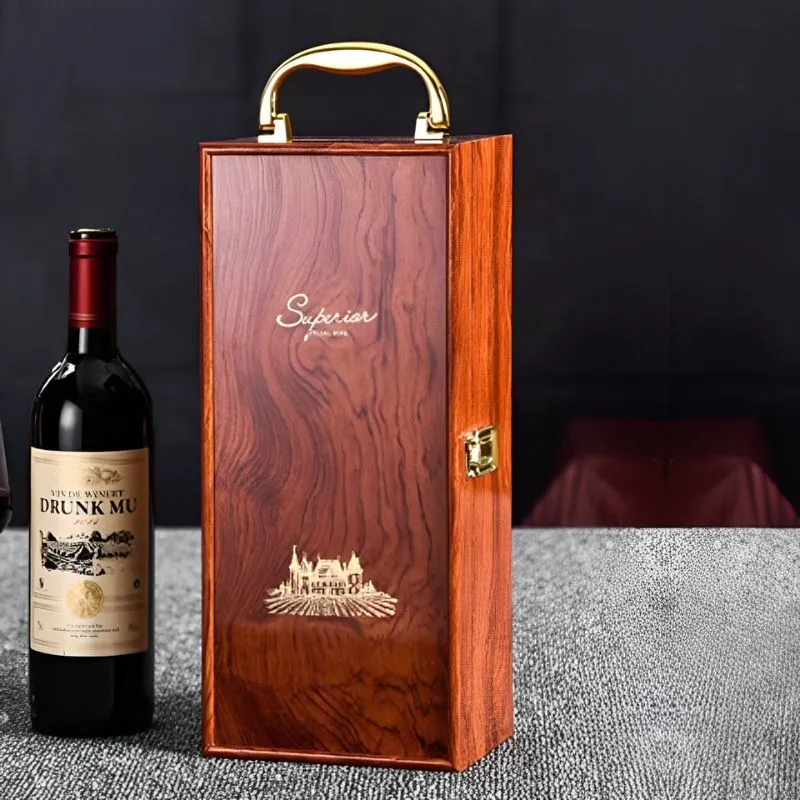 Cutie de vin Wood Deluxe pentru 1 sticla cu accesorii de vin incluse Vinception [4]