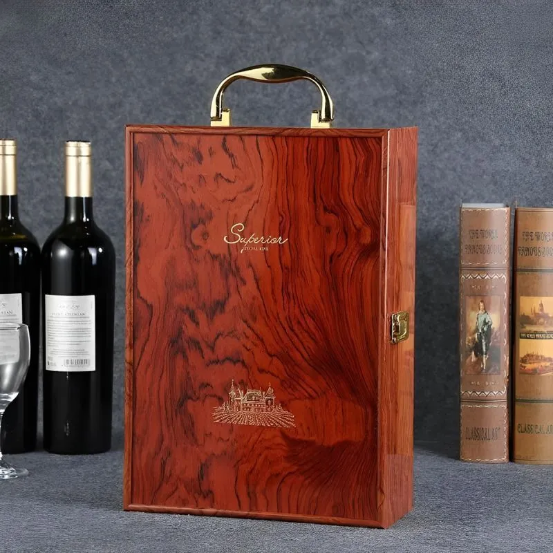 Cutie de vin Wood Deluxe pentru 2 sticle cu accesorii de vin incluse Vinluxe Elite [2]