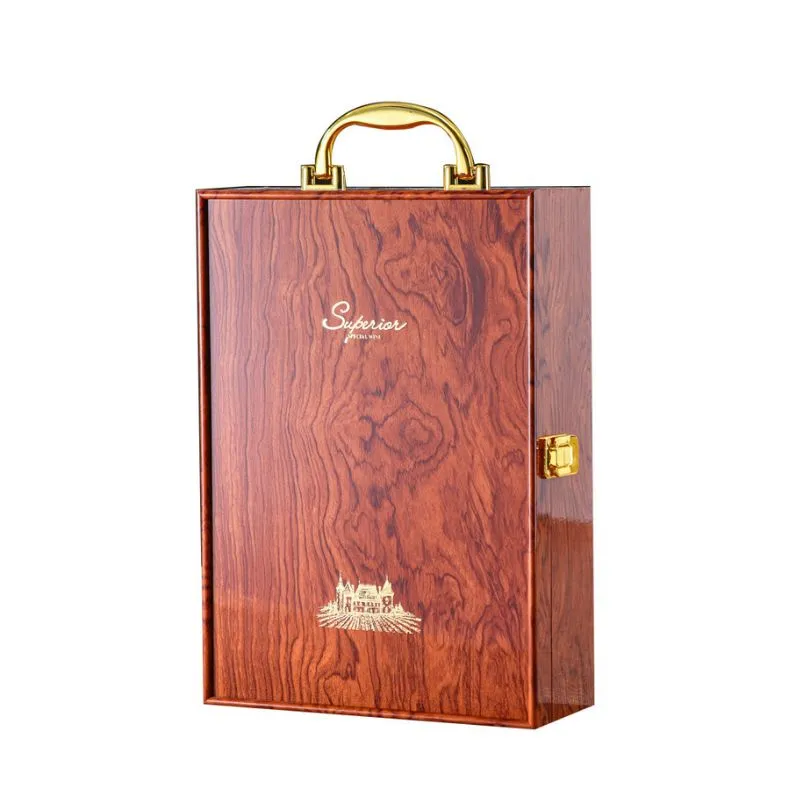 Cutie de vin Wood Deluxe pentru 2 sticle cu accesorii de vin incluse Vinluxe Elite [12]