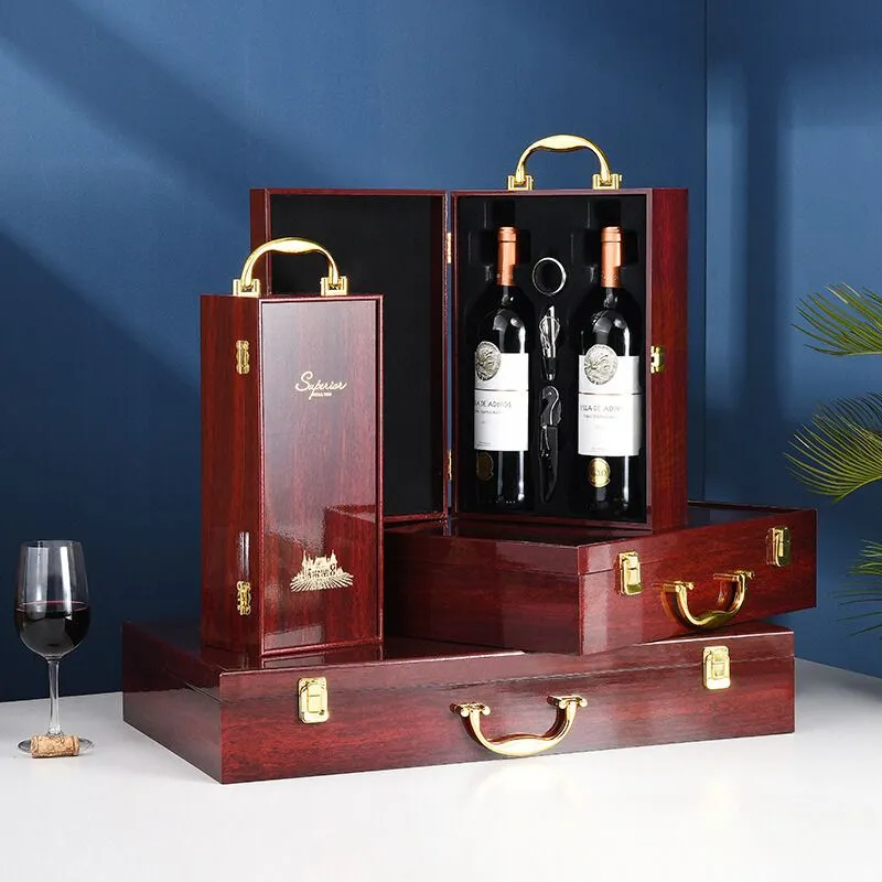 Cutie de vin Wood Deluxe pentru 2 sticle cu accesorii de vin incluse Vintrigue [9]