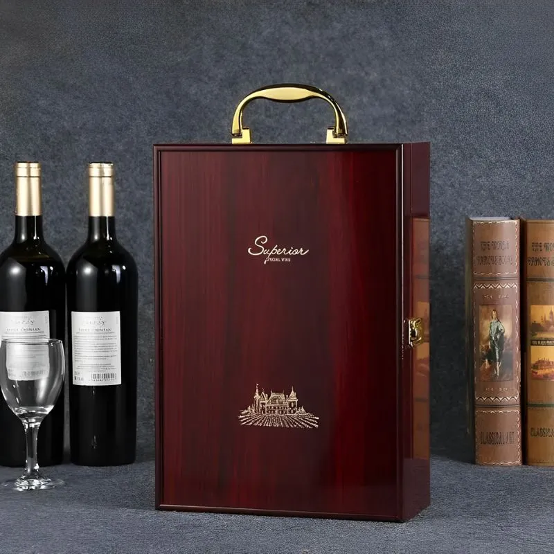 Cutie de vin Wood Deluxe pentru 2 sticle cu accesorii de vin incluse Vintrigue [1]