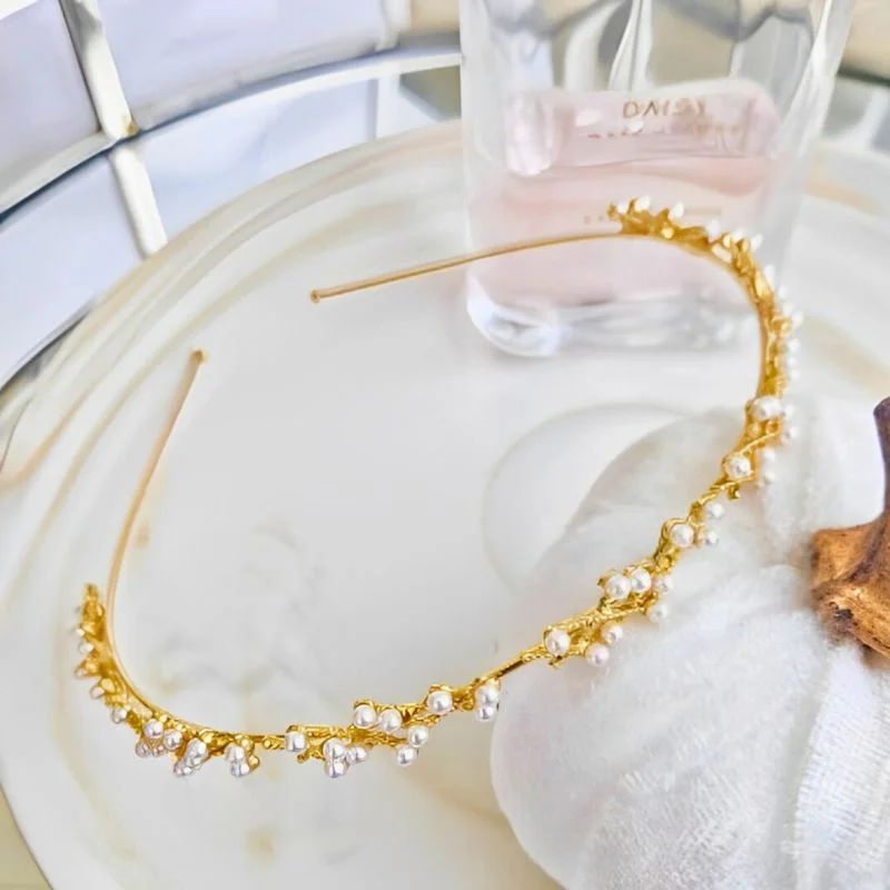 Diadema Aurie cu Perle Decorative Elegante [0]