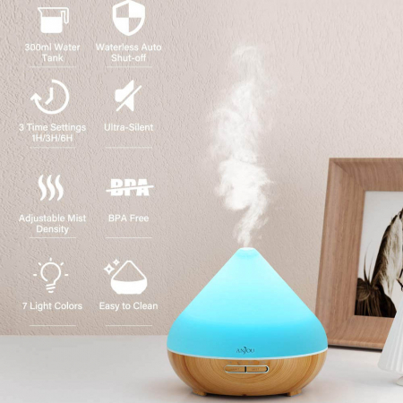 Difuzor aromaterapie AJ-AD001, 300ml, LED 7 culori [3]