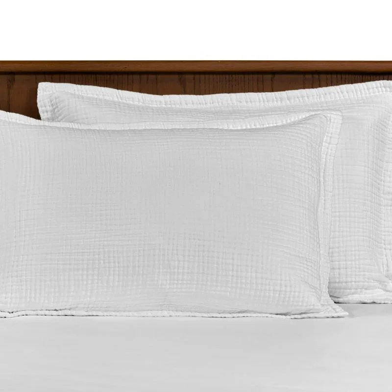 Home & Deco - Fata de perna bumbac Gauze - Alb, 50x70 cm