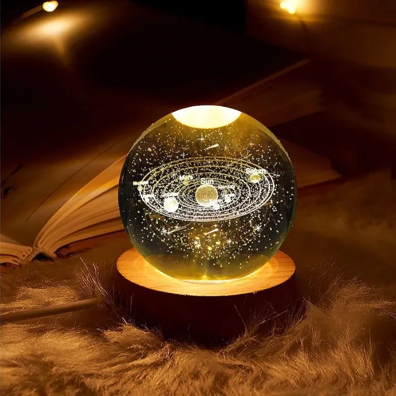 Lampa LED Glob de Cristal Planetariu, cu sistem solar, cadou captivant [6]