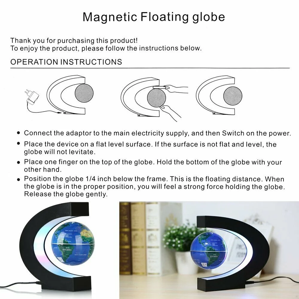 Glob pamantesc magnetic plutitor cu iluminare LED. C-Shape [14]