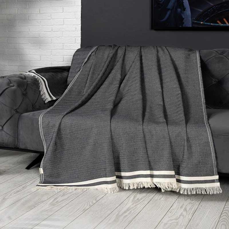 Cele mai noi - Husa canapea, bumbac, antracit, 170x230 cm, stil elegant