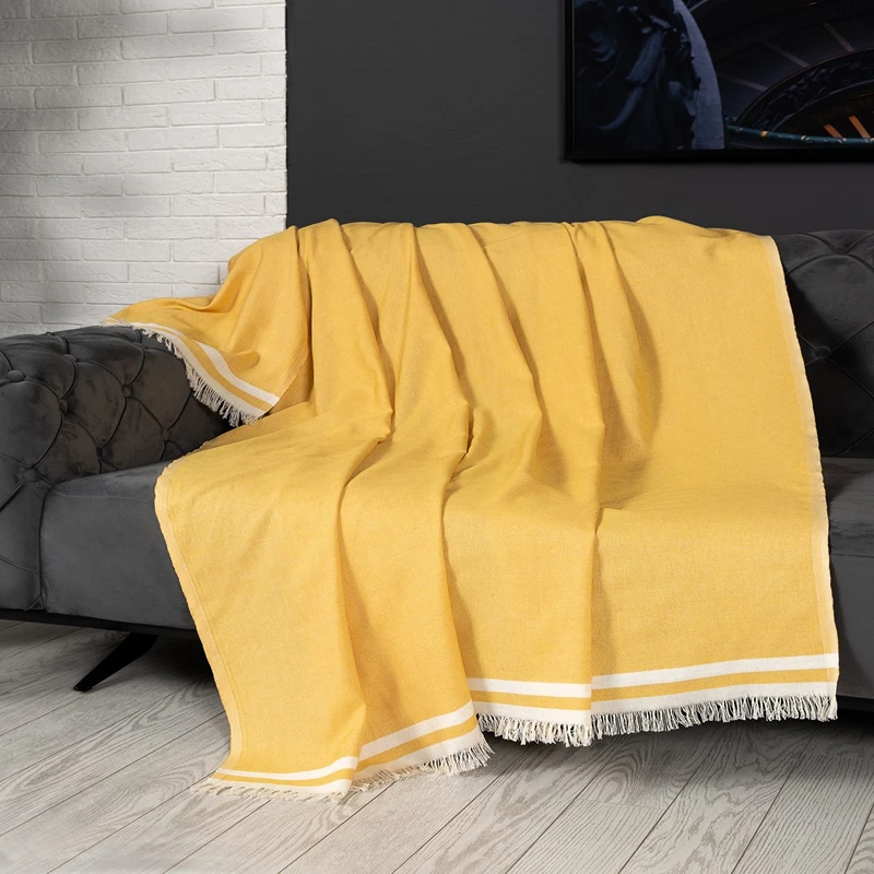 Cele mai noi - Husa canapea, bumbac, mustar, 170x300 cm, stil elegant