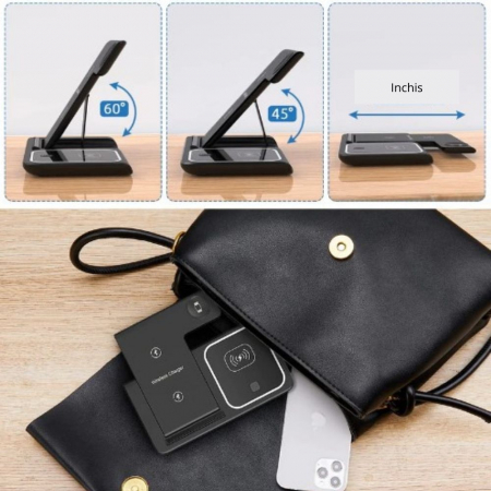 Incarcator wireless 3 in 1 telefon, ceas si casti, Pliabilo [4]