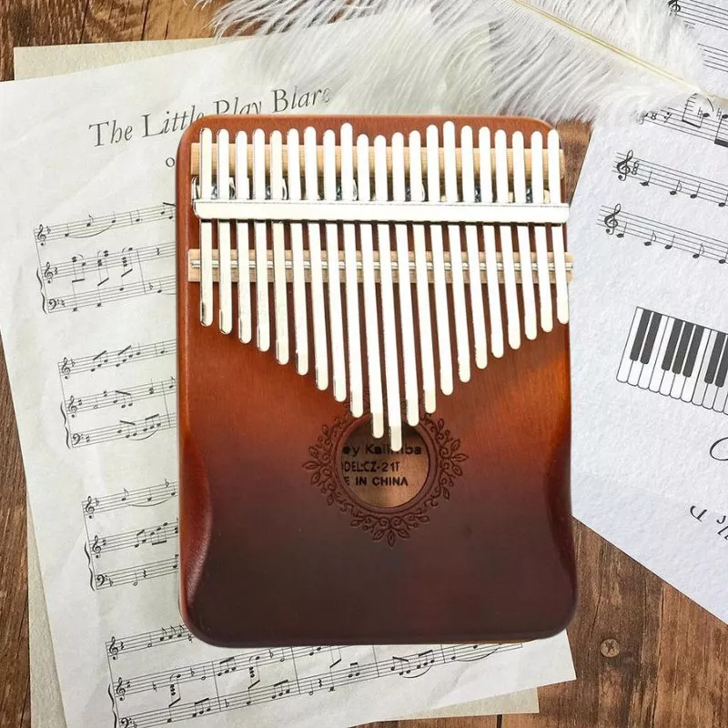 Instrument muzical Kalimba cu 21 note, pian cu degete si husa [3]
