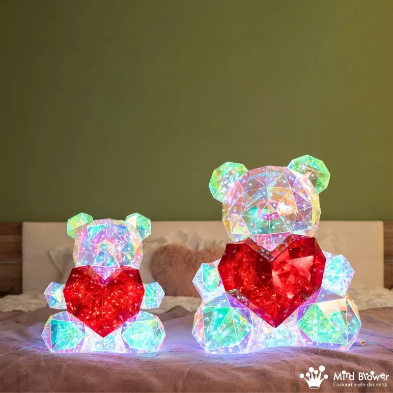 IubiBear Ursulet indragostit cu lumini colorate, 30 cm [4]