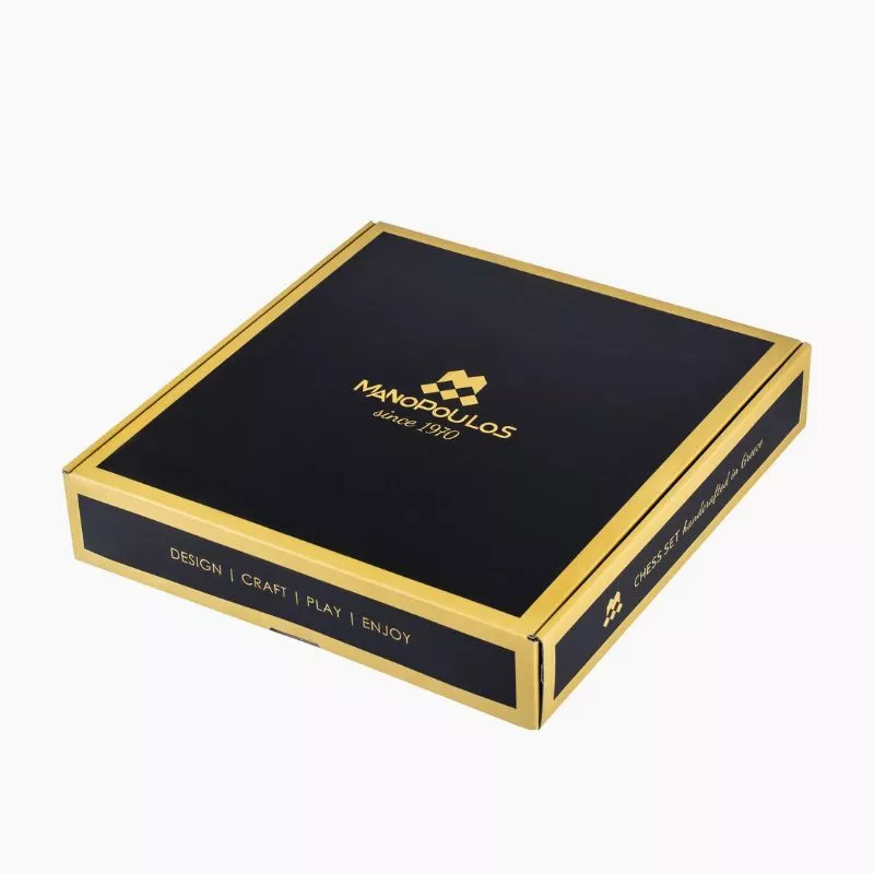 Joc Sah Bauhaus caseta 40x40cm tabla si piese din lemn Black-White Leatherette [5]